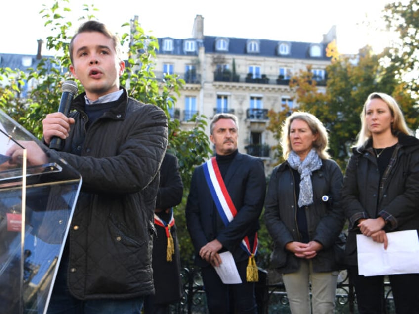 President of "Generation Z" movement Stanislas Rigault, next to French senator Stephane Ra