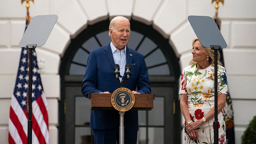 President Biden speaking at the White House lawn.