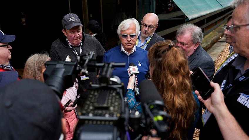 Bob Baffert talks to the media