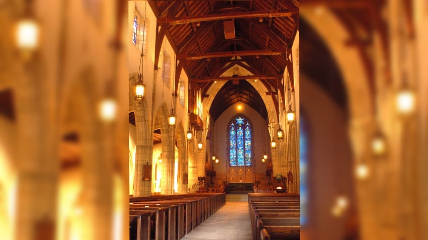 Interior view of the church where Melania Trump would marry Donald Trump