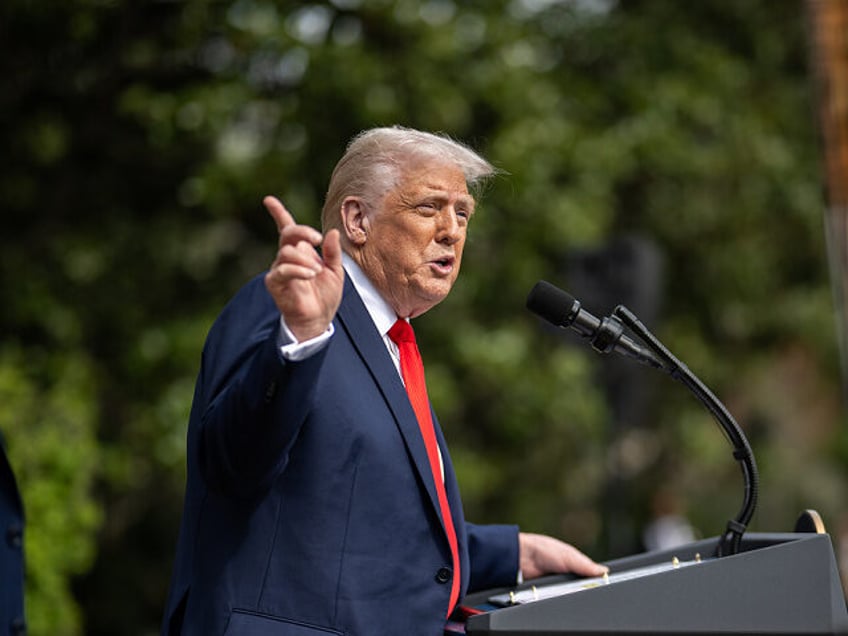President Donald Trump delivers remarks at an event celebrating the 2025 College Football