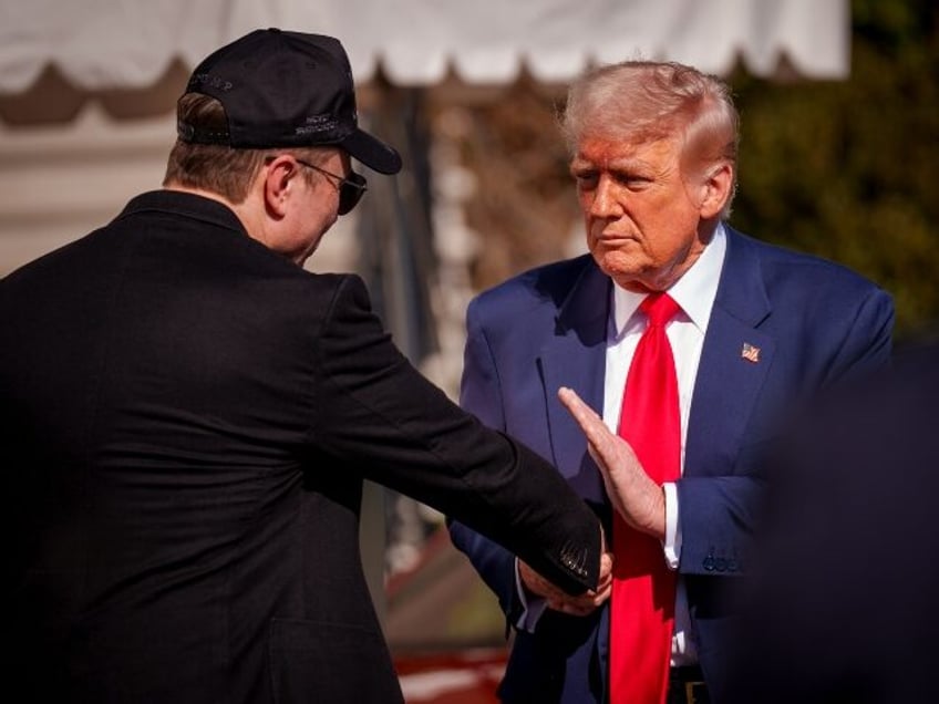 Donald Trump shakes hands with Elon Musk