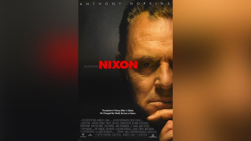 A movie poster for "Nixon," starring Anthony Hopkins