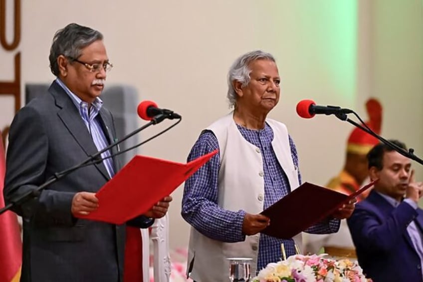 Bangladesh President Mohammed Shahabuddin (L), seen here during the swearing in ceremony o