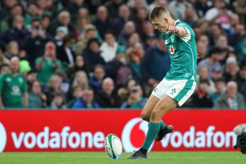 Ireland fly-half Sam Prendergast in action against Fiji in November 2024