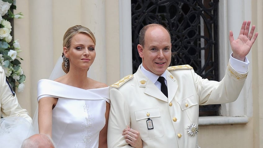 Prince Charlene and Prince Albert of Monaco on their wedding day.