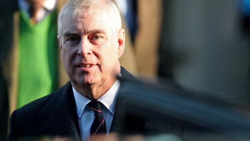 Britain's Prince Andrew leaves St. Mary the Virgin church