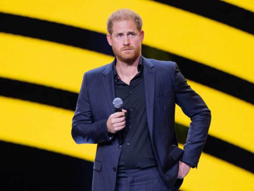 16 September 2023, North Rhine-Westphalia, Duesseldorf: Prince Harry, Duke of Sussex, speaks during the closing ceremony of the 6th Invictus Games at the Merkur Spiel Arena. The Paralympic competition for war-disabled athletes was hosted in Germany for the first time. Photo: Rolf Vennenbernd/dpa (Photo by Rolf Vennenbernd/picture alliance via Getty …