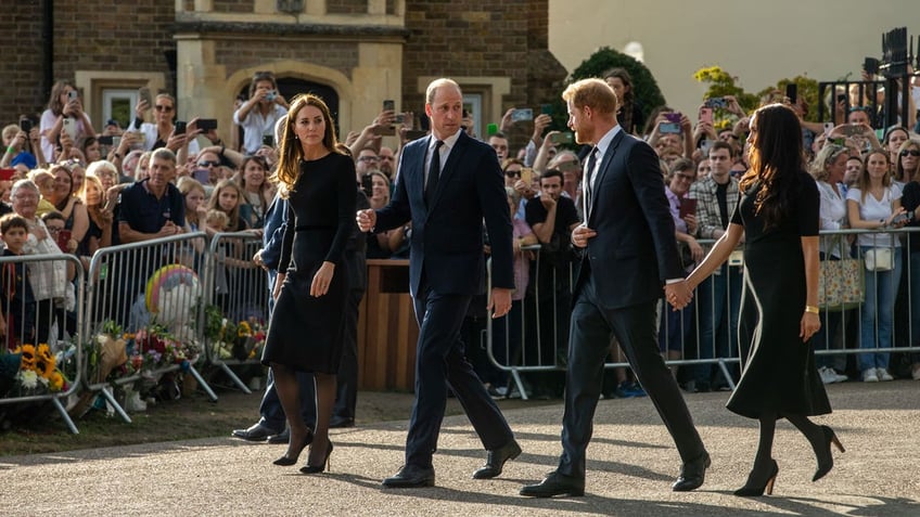 Kate Middleton, Prince William, Prince Harry and Meghan Markle outisde Windsor Castle