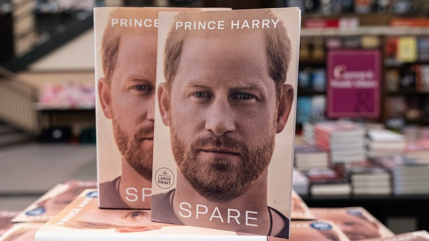 Prince Harrys book Spare on display at a store