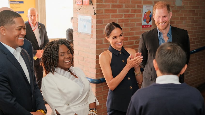 Prince Harry and Meghan Markle with Colombian Vice President Francia Márquez