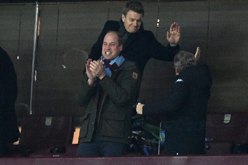 Prince William celebrates a goal for Aston Villa