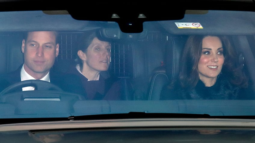 Prince William and Kate Middleton in the car with the family nanny