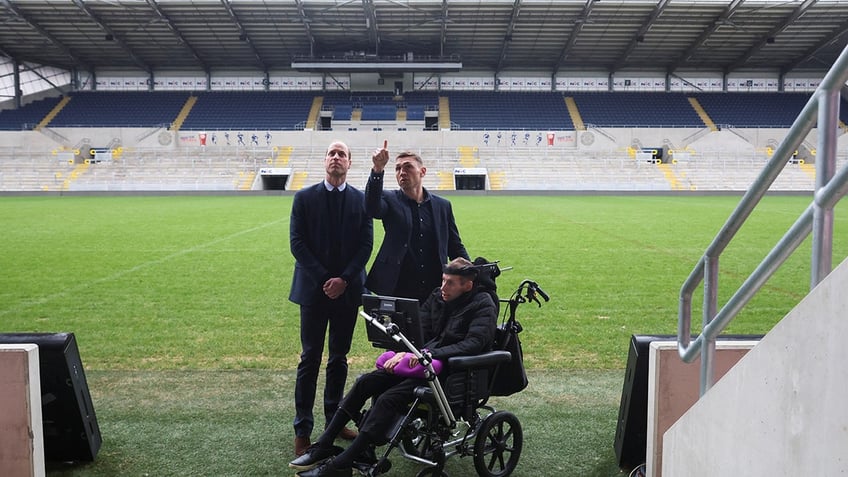 Prince William in a ruby stadium in Leeds