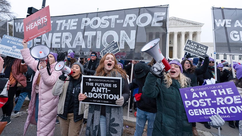 Anti-abortion activists march outside of the U.S. Supreme Court during the annual March for Life in Washington in 2022.