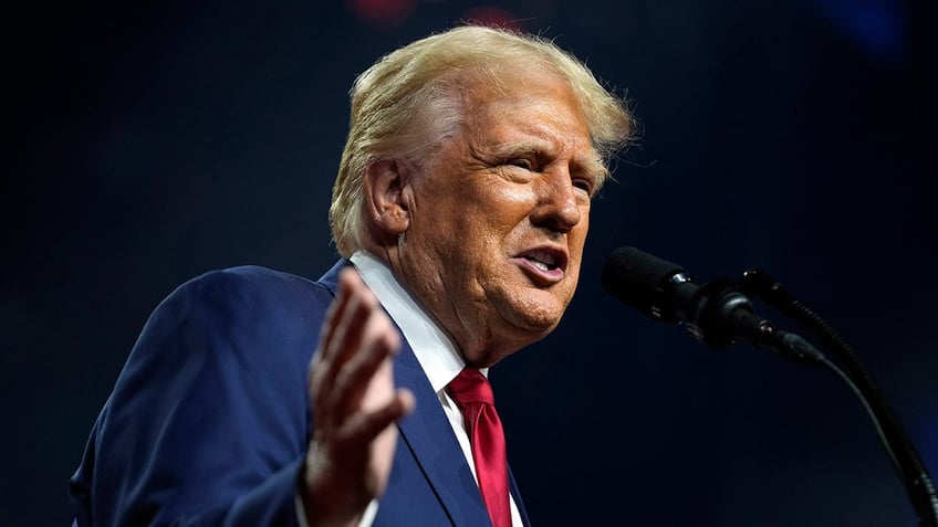 Trump at Arizona rally in closeup shot