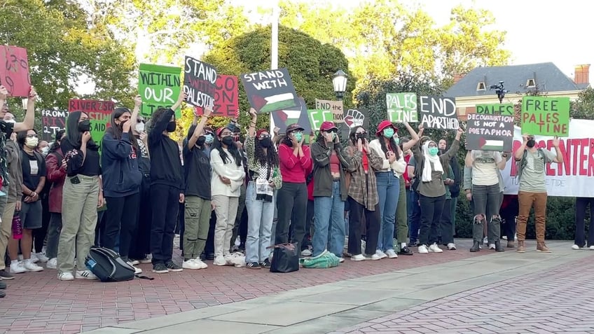 pro palestinian activists were told not to engage with media during demonstration but some defied the order