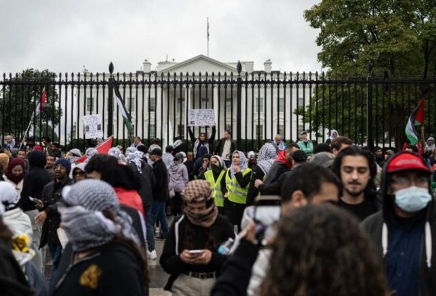 pro palestinian demonstrators march outside white house