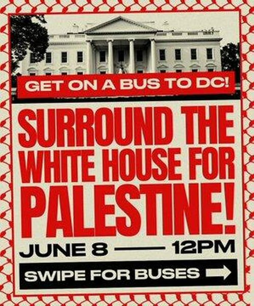 pro palestinian protesters en route to white house in busses biden team erects wall around perimeter 