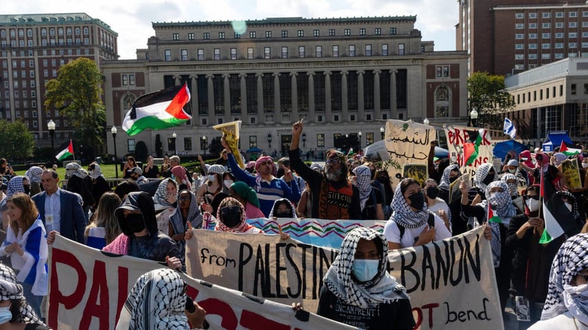 Columbia students organize dueling memorials and rallies both for Israel and Palestine on the one-year anniversary of the Oct. 7 Hamas attack on Oct. 7, 2024 in New York City.