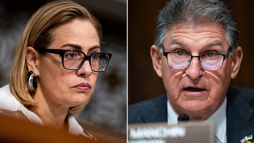 Kyrsten Sinema, Joe Manchin in left-right photo split