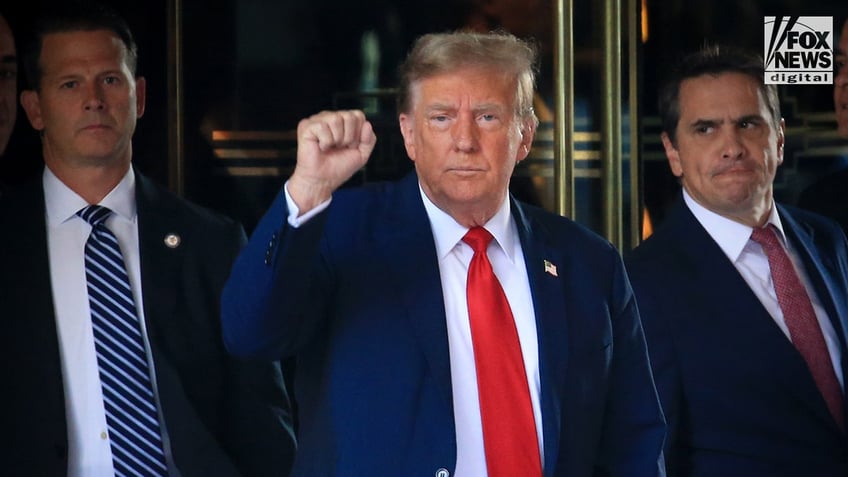 Former President Donald Trump exits Trump Tower in New York City