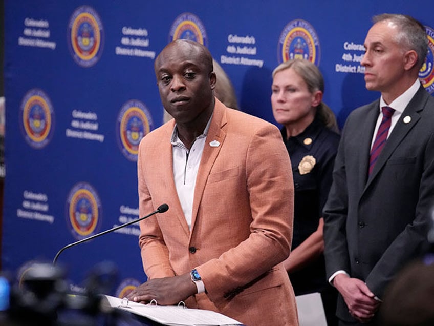 Colorado Springs, Colo., Mayor Yemi Mobolade considers a question during a news conference