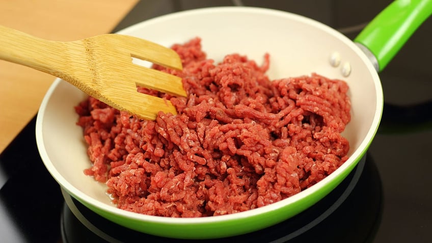 ground beef in skillet