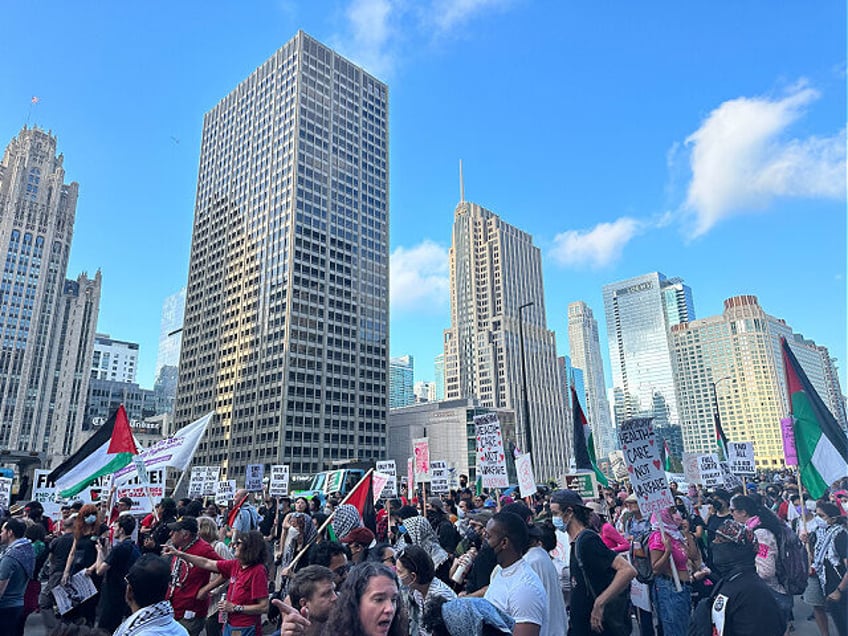 Pro-Palestinian protesters in Chicago before DNC - August 2024