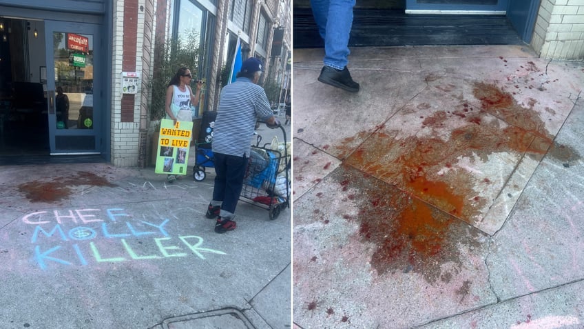 Vegan protesters outside Sage Regenerative Kitchen & Brewery