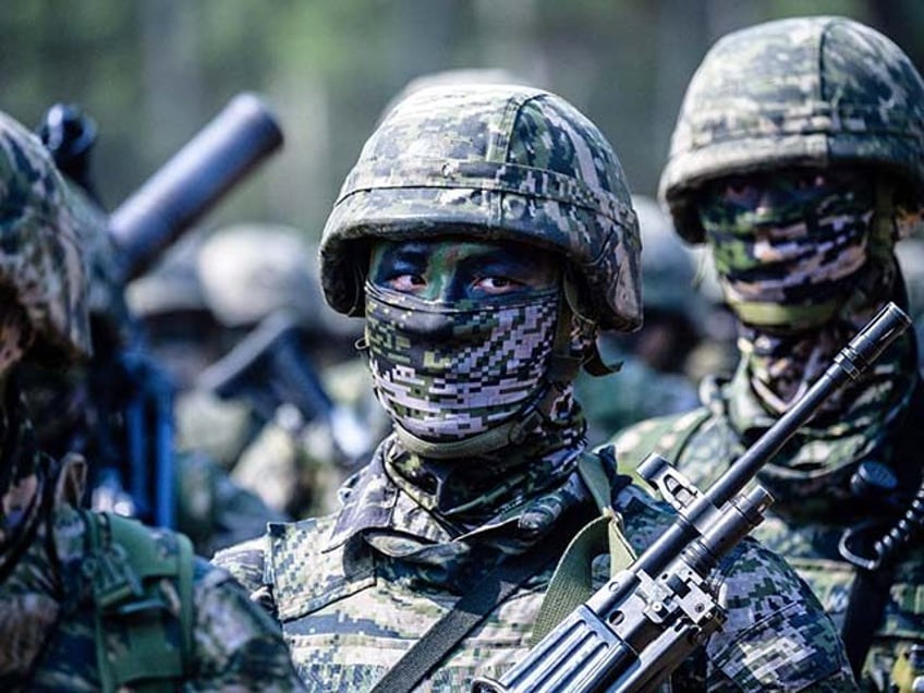 South Korean marines take part in the "Ssangyong 2023 Exercise" joint landing operation by