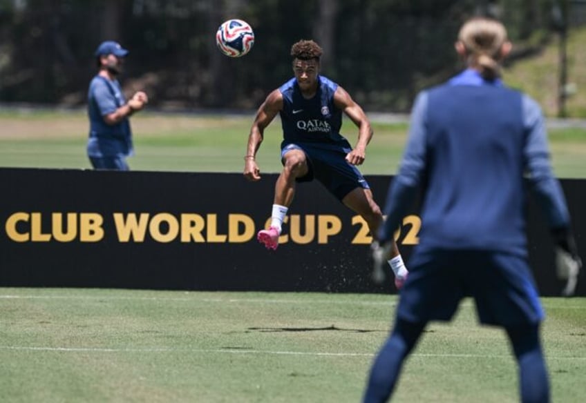 Paris Saint-Germain players training in Los Angeles on Saturday ahead of their opening gam