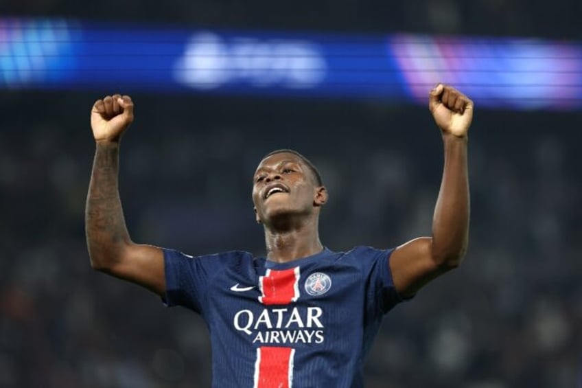 Nuno Mendes celebrates after a goalkeeping mistake allowed PSG to snatch a late winner aga