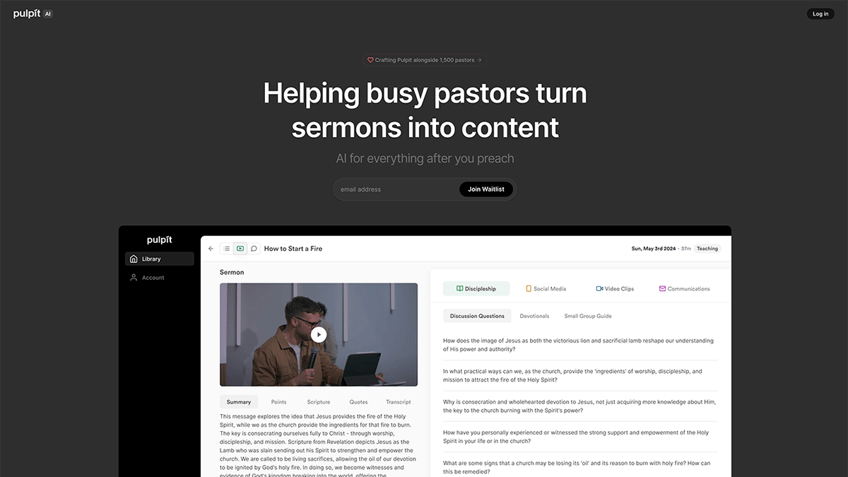 Pulpit AI landing page