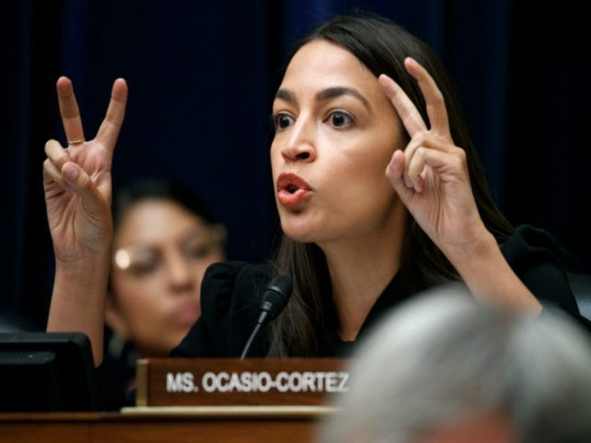 Rep. Alexandria Ocasio-Cortez, D-N.Y., asks a question during a House Oversight subcommitt