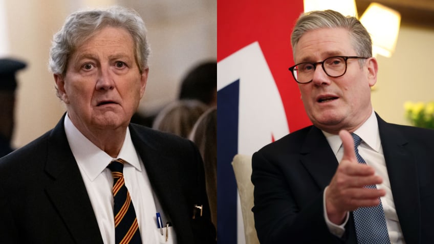 Split image of Sen. John Kennedy, R-La., and UK Prime Minister Keir Starmer. (Getty Images)