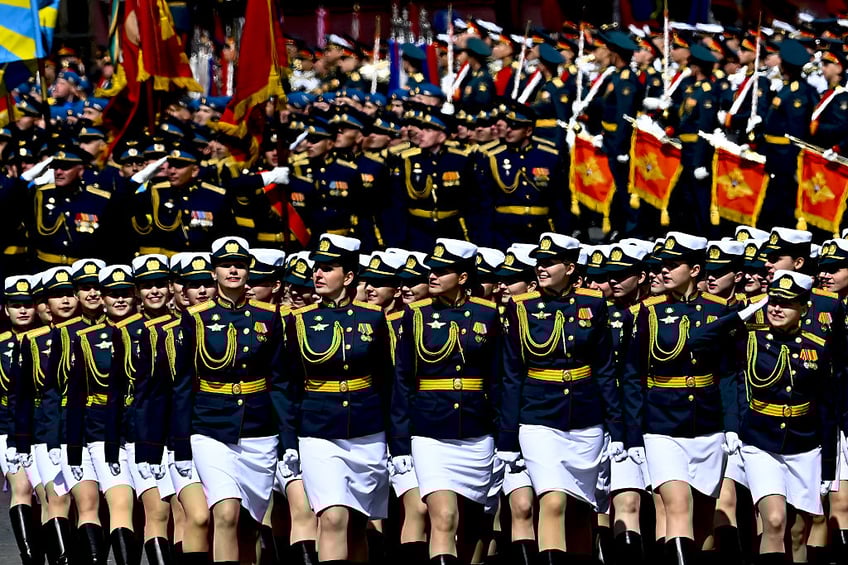 putin puts on larger display of military troops tanks in red square victory day parade