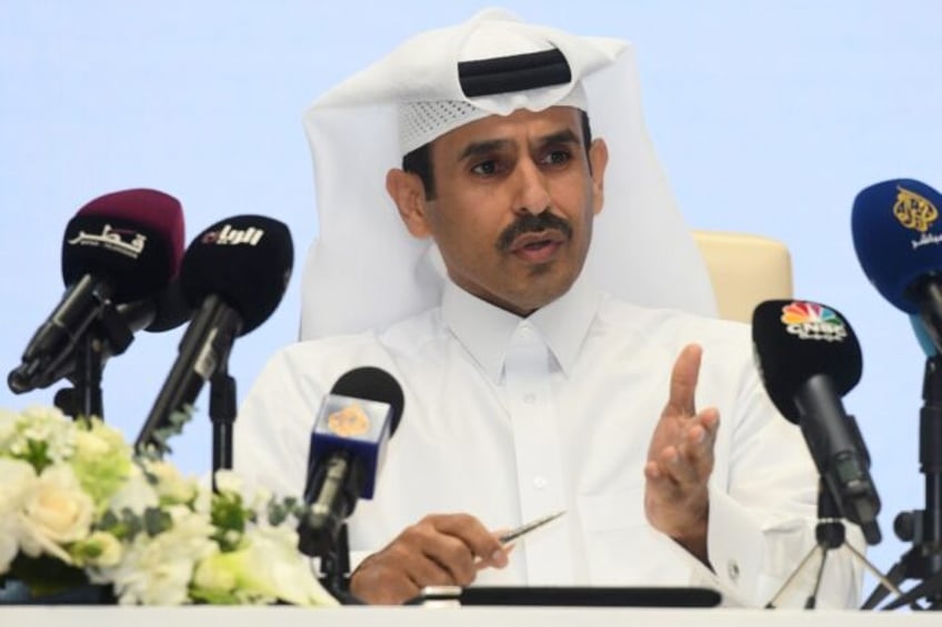 Saad Sherida al-Kaabi, Qatar's energy minister and CEO of QatarEnergy, gives a press confe