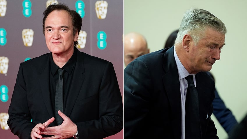 Quentin Tarantino side by side with a photo of Alec Baldwin