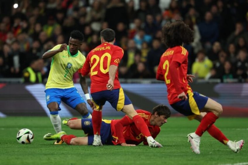Brazil forward Vinicius Junior played against Spain on Tuesday in a match arranged to comb