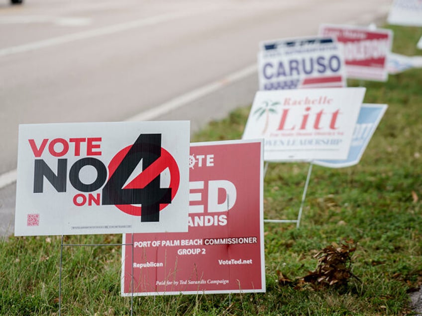 Signage for Amendment 4 outside the Supervisor of Elections building in Palm Beach, Florid