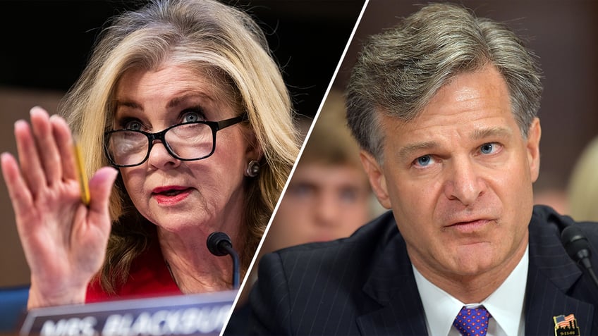 Sen. Blackburn and Director Wray in photo split