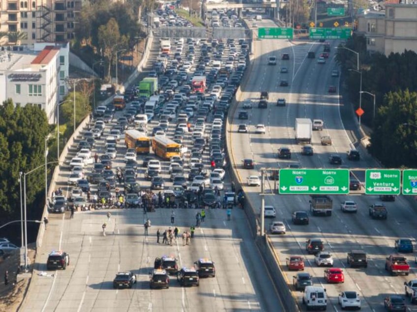 110 Freeway pro-Palestinian (Myung J. Chun / Los Angeles Times via Getty Images)