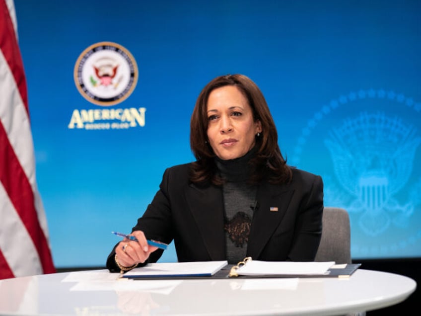 Vice President Kamala Harris participates in a virtual roundtable with women’s leadershi