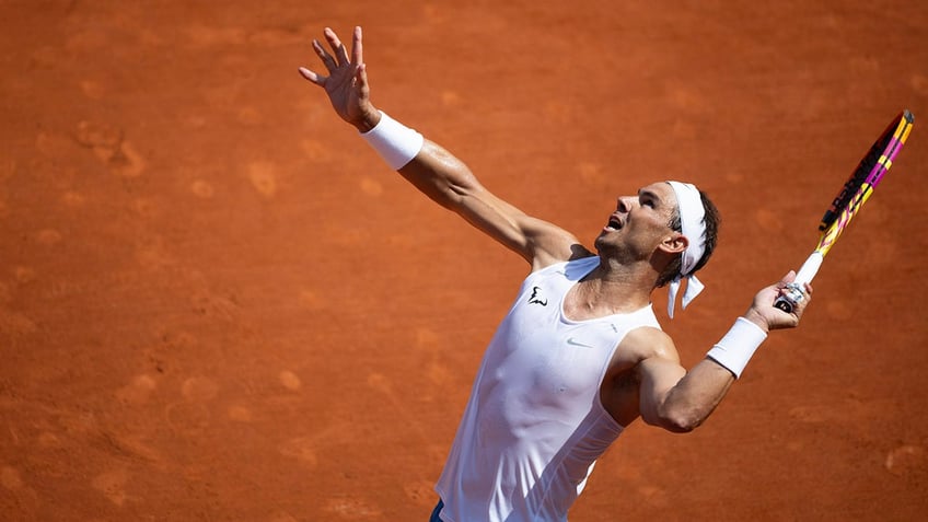 Rafael Nadal serving