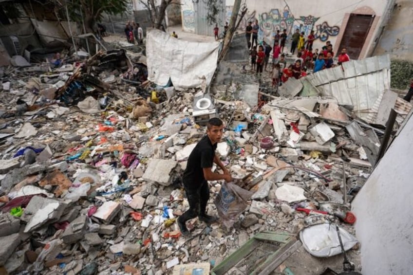 The aftermath of overnight Israeli bombardment in Nuseirat, in the central Gaza Strip