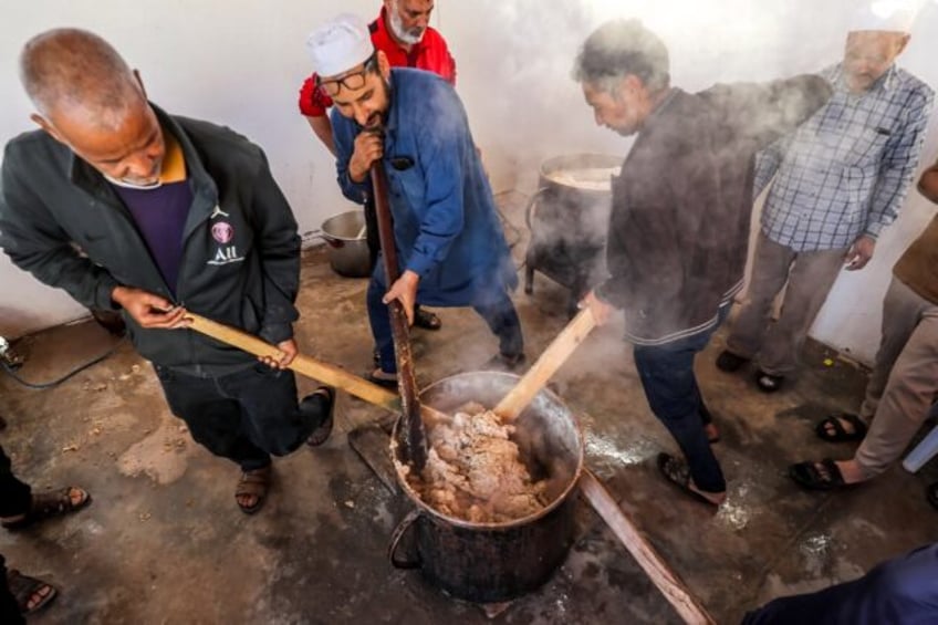 Bazin was traditionally cooked at home in Libya, but these volunteers make it for their co