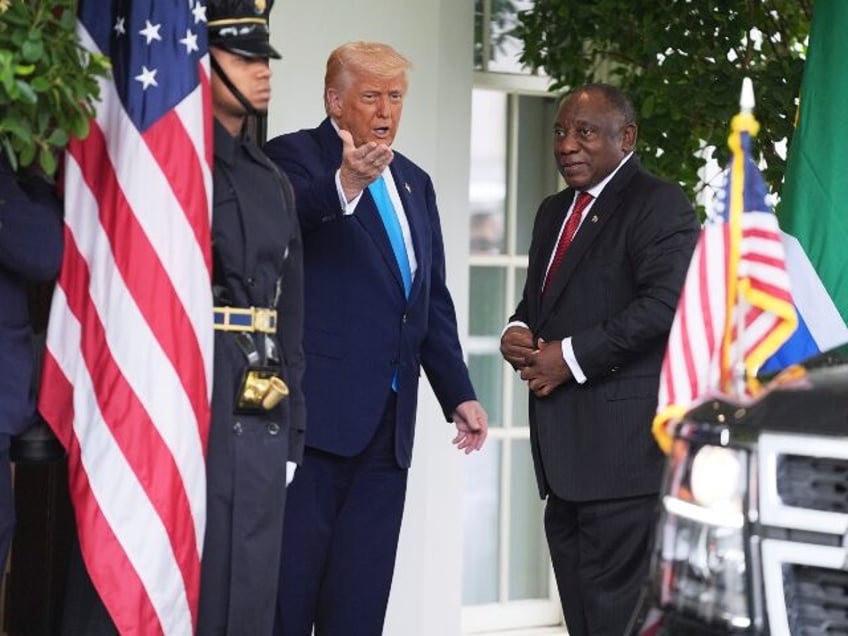 President Donald Trump greets South African President Cyril Ramaphosa at the White House,