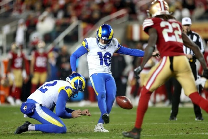 Joshua Karty of the Los Angeles Rams kicks a field goal in the Rams' NFL victory over the