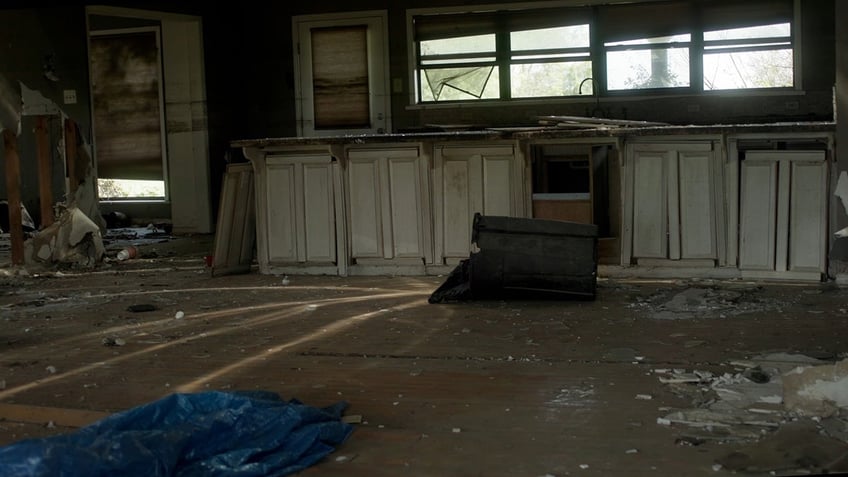 Flood water damage inside ranch house